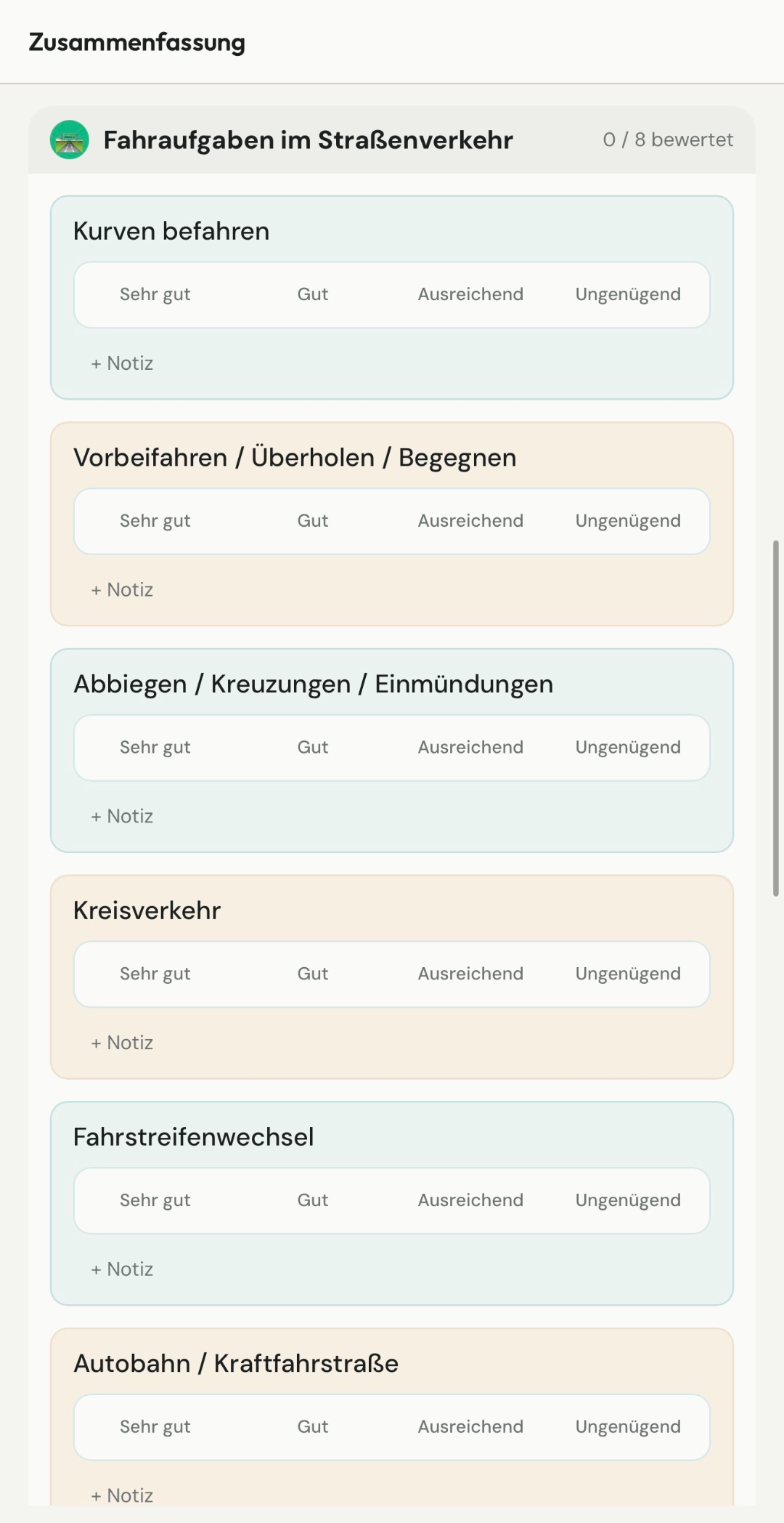 Fahraufgaben im Straßenverkehr: Kurven, Überholen, Abbiegen, Kreisverkehr, Fahrstreifenwechsel, Autobahn